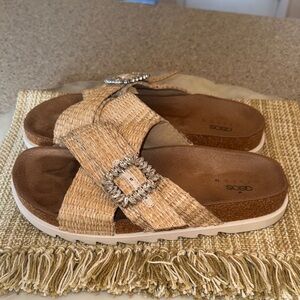 ASOS Women's Beige Sandals with Decorative Crystal Buckle